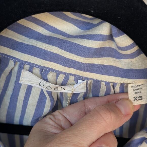 NWT Doen Marne Striped Silk-voile Mini Dress In Blue, size XS - Picture 5 of 8